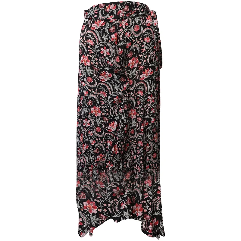 trendy pink skirts -Ba&Sh Heather Noir Floral Skirt in Black Viscose