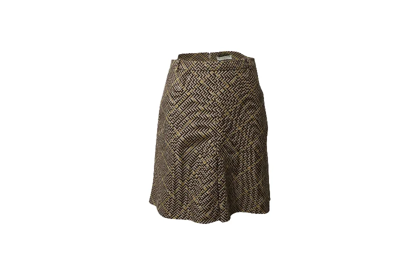 bright indigo skirts -Balenciaga Houndstooth Skirt in Brown Wool