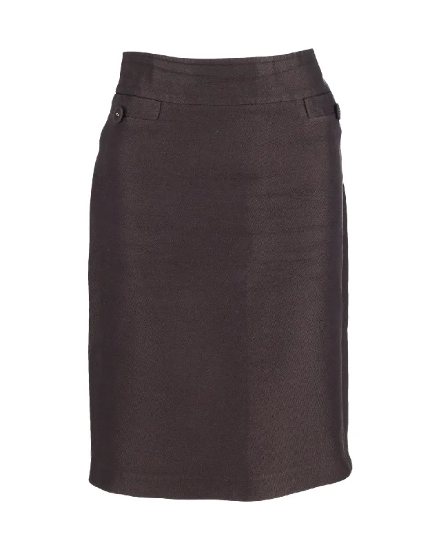 cotton indigo skirts -Bottega Veneta Knee-Length Pencil Skirt in Grey Cotton