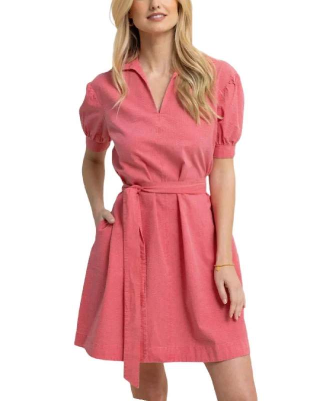 school grey skirts -Calan Washed Seersucker Dress In Camelia Rose Pink