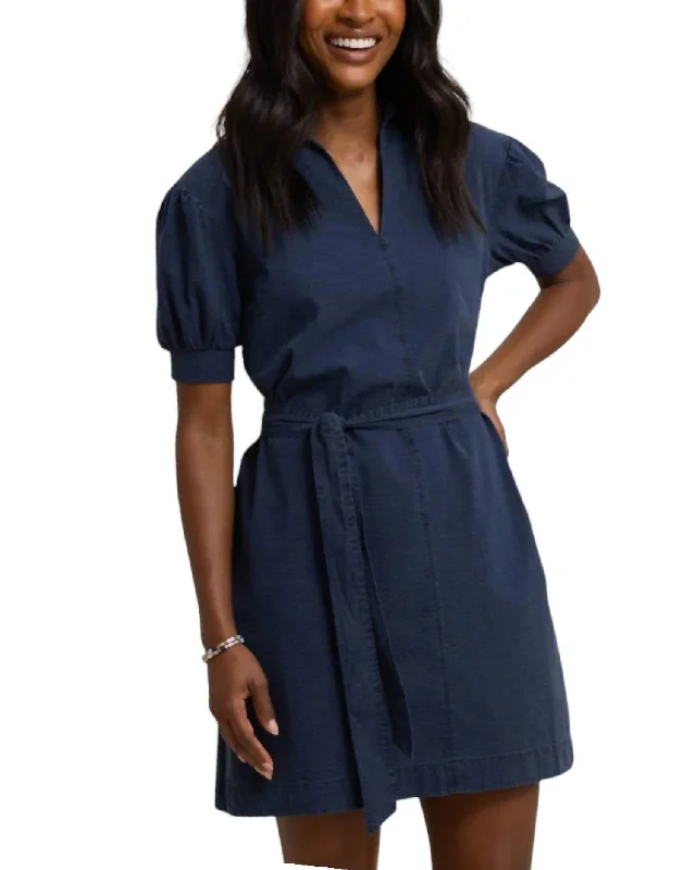 red wrap skirts -Calan Washed Seersucker Dress In Dress Blue