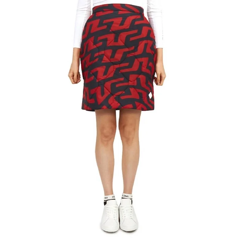 trendy indigo skirts -Carrie Padded Skirt Print In Bridge Swirl Red