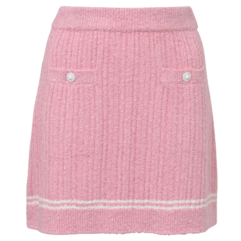 plaid red skirts -Chanel Tweed Mini Skirt in Pink Viscose