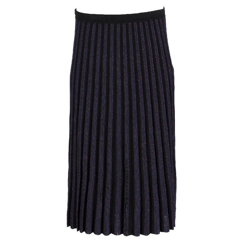 school purple skirts -Diane von Furstenberg Klara Pleated Stretch-Knit Midi Skirt In Navy Blue Viscose