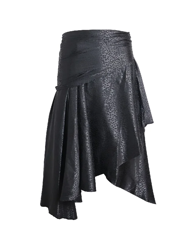 corduroy black skirts -Dodo Bar Or Draped Midi Skirt in Black Polyester