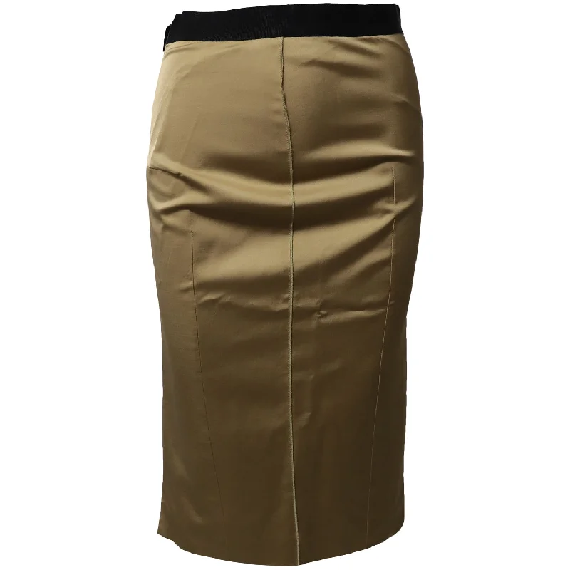 casual indigo skirts -Dolce & Gabbana Elastic Waistband Pencil Skirt in Gold Satin