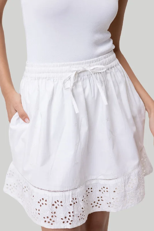 soft yellow skirts -Drawstring Short Skirt in White