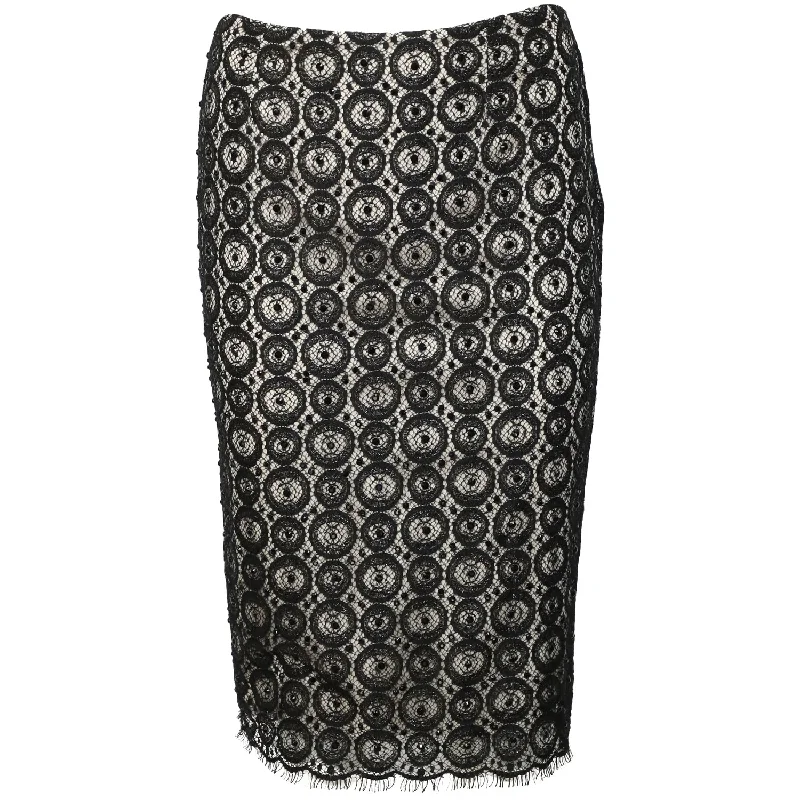 tailored yellow skirts -DVF Misty Beaded Midi Skirt in Black Nylon