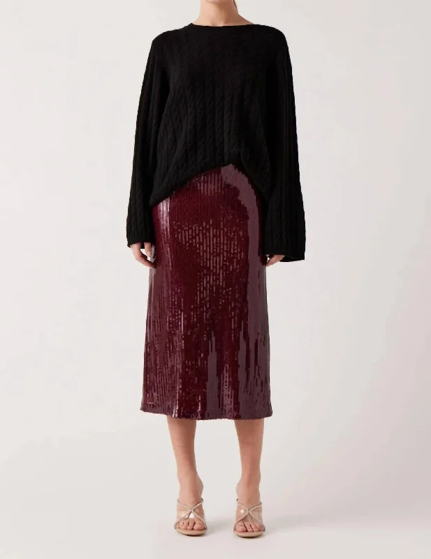 elegant yellow skirts -Elia Sequins Skirt In Oxblood