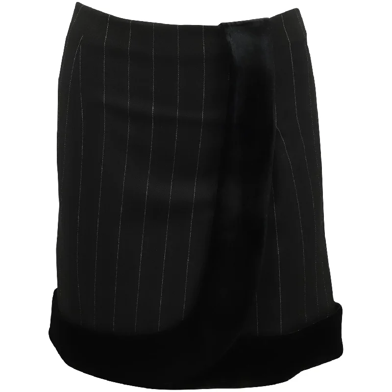 minimalist red skirts -Emporio Armani  Pinstripe with Faux Fur Trim in Black Wool