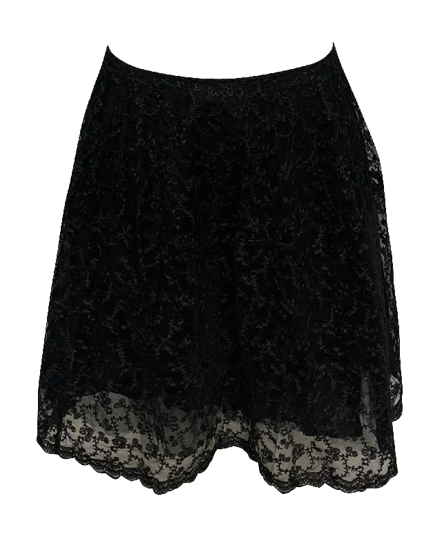 breathable orange skirts -Essentiel Antwerp Lace Skirt in Black Nylon