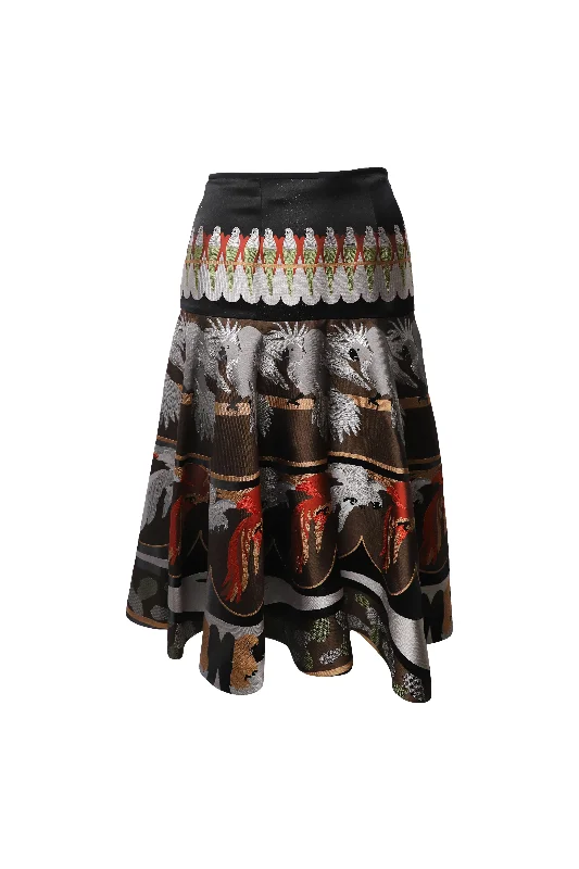 corduroy yellow skirts -Fendi Parrot Print Skirt in Multicolor Silk