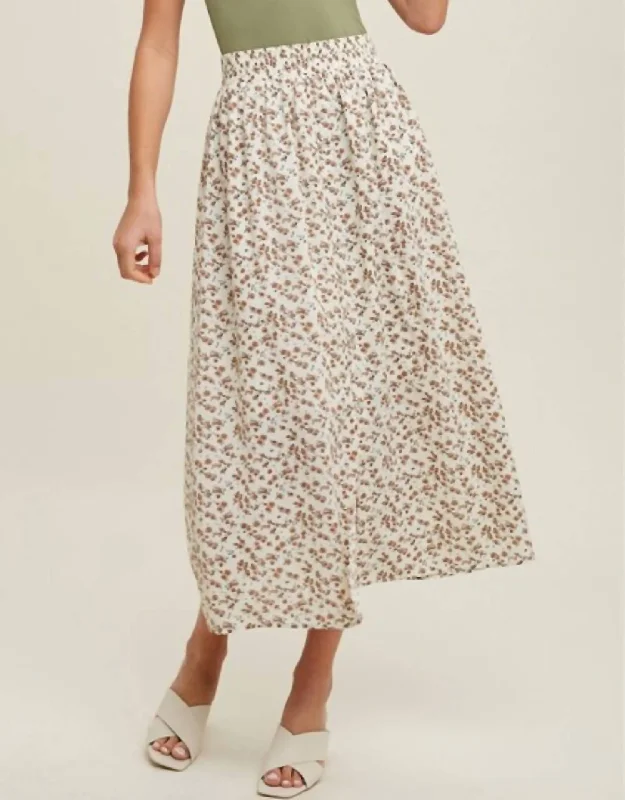 tailored black skirts -Floral Buttoned Maxi Skirt In Cream