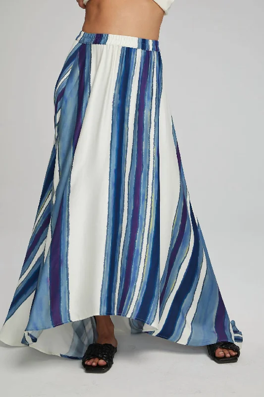 pleated white skirts -Flowy Maxi Skirt In Pacific Stripe