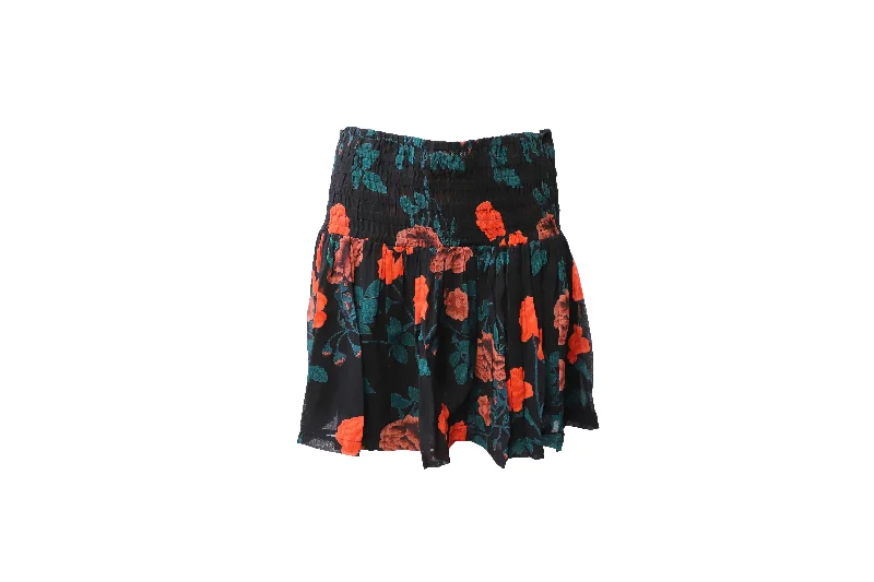 flared teal skirts -Ganni Newman Georgette Skirt in Black Viscose