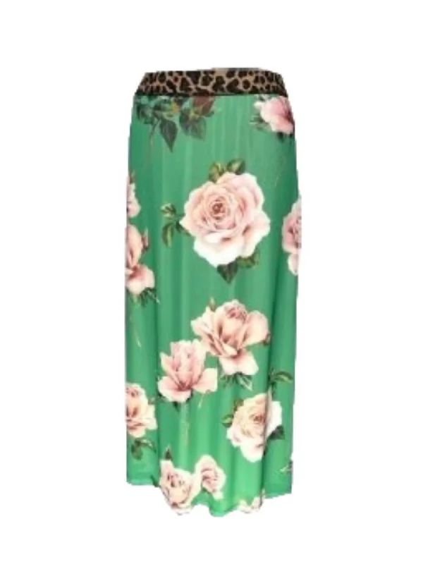 tailored yellow skirts -Garden Rose Maxi Skirt In Green