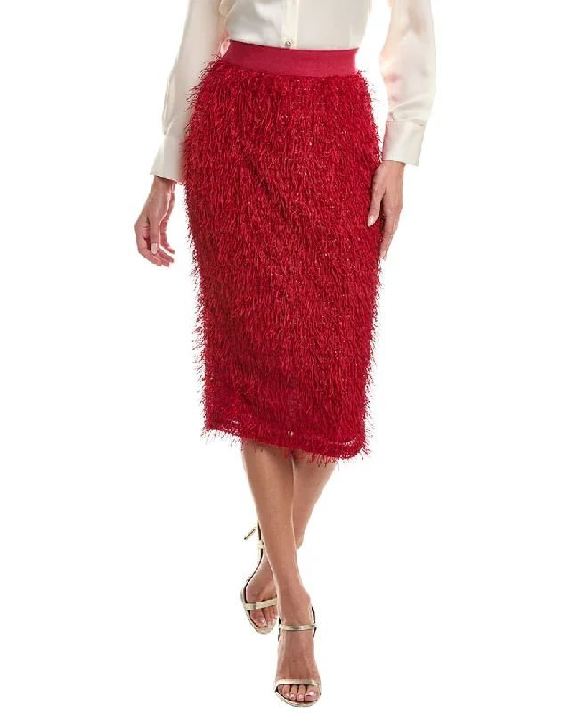 polyester red skirts -Gracia Tinsel Pencil Skirt