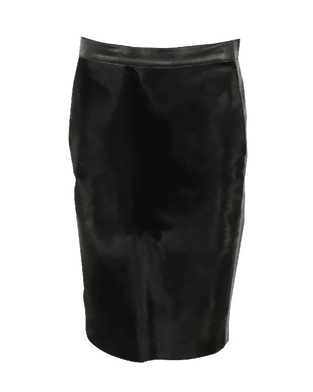 vintage red skirts -Iris & Ink Pencil Skirt in Black Leather