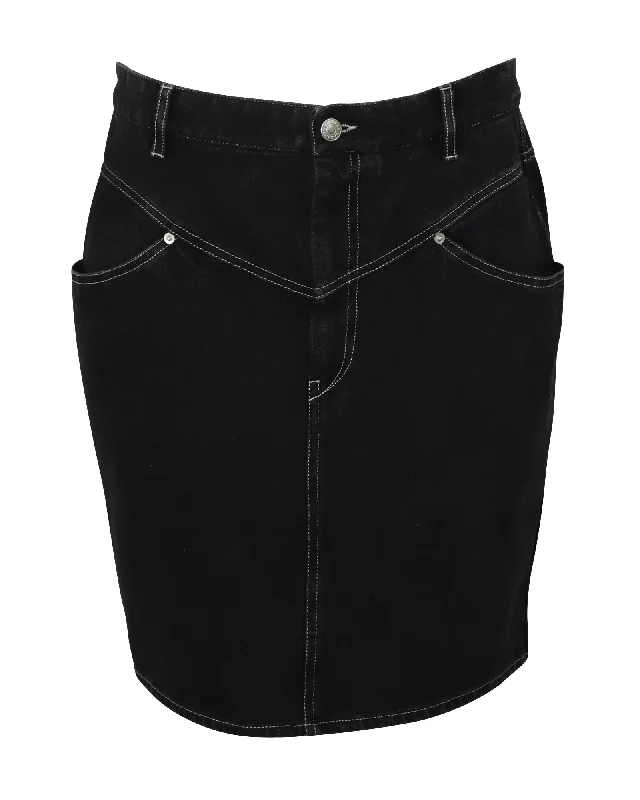 cotton pink skirts -Isabel Marant Denim Skirt in Black Cotton