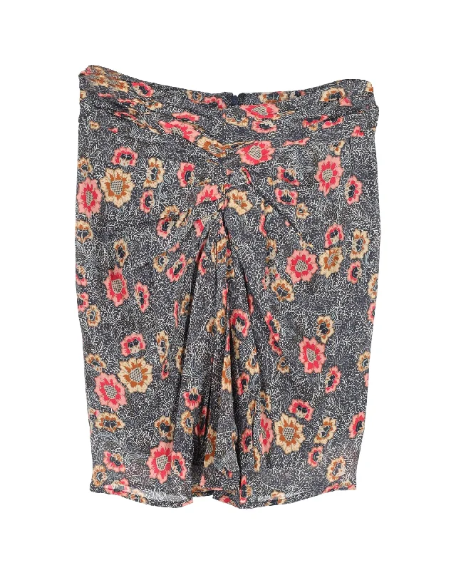 casual grey skirts -Isabel Marant Etoile Mini Skirt in Floral Print Viscose