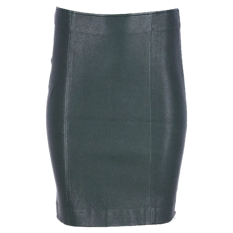 girls’ pink skirts -Joseph Pencil Skirt in Green Lambskin Leather