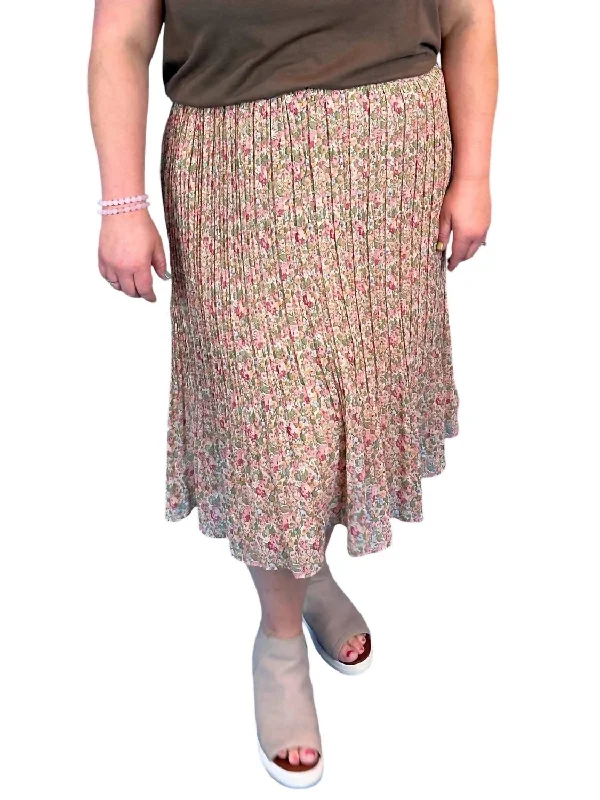 elegant beige skirts -Juniper Floral Midi Skirt In Multicolor