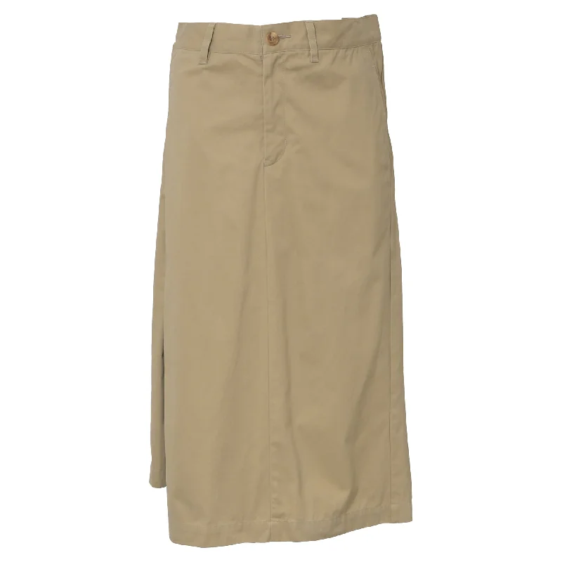 tailored yellow skirts -Junya Watanabe x Comme Des Garçons Midi Pleated Asymmetrical Skirt in Brown Cotton