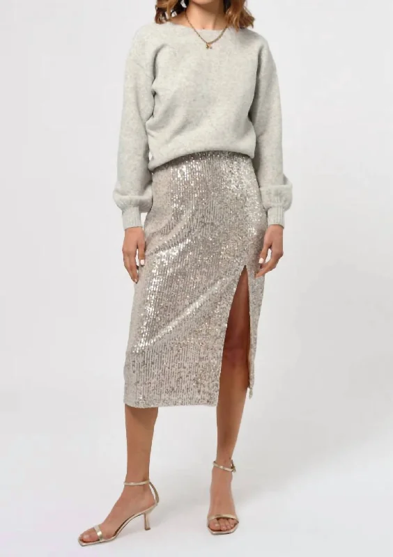 midi indigo skirts -Karla Sequins Midi Skirt In Champagne