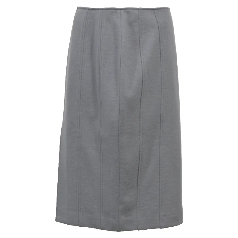 midi blue skirts -Maison Margiela Panelled Pencil Skirt in Grey Wool