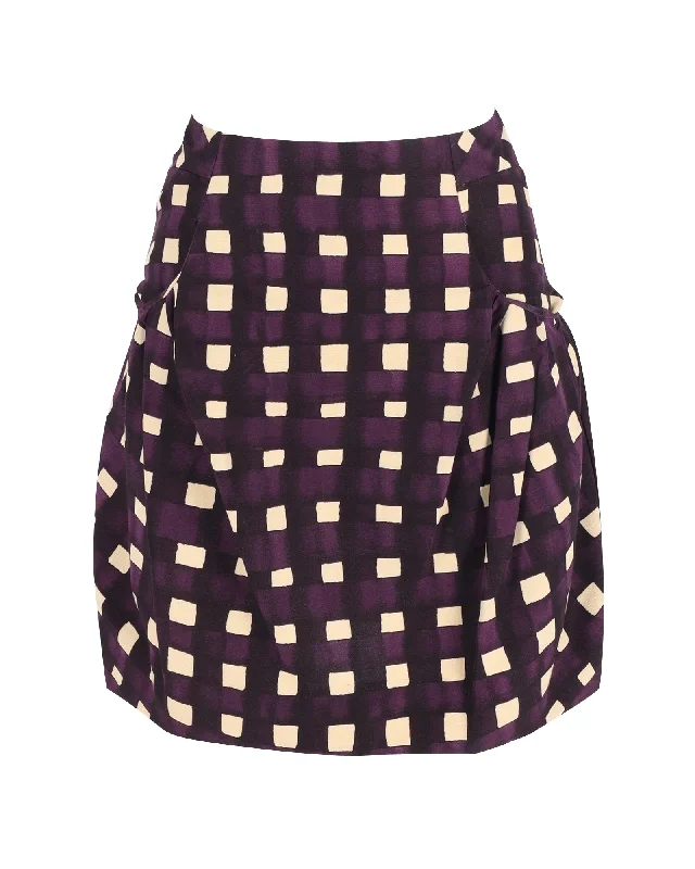 leather teal skirts -Marni Mini Printed Skirt in Purple Cotton