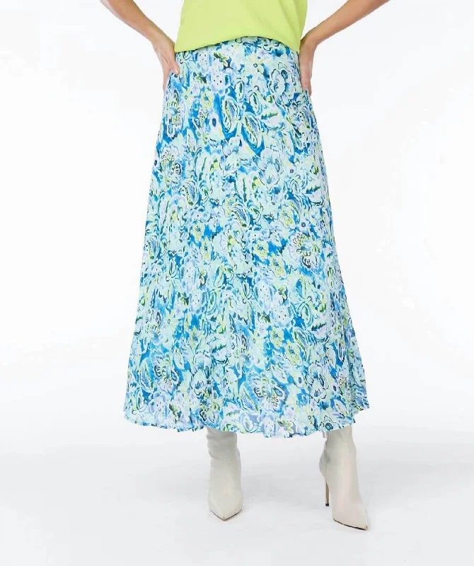 blue lightweight skirts -Maxi Print Skirt In Bayside Flower