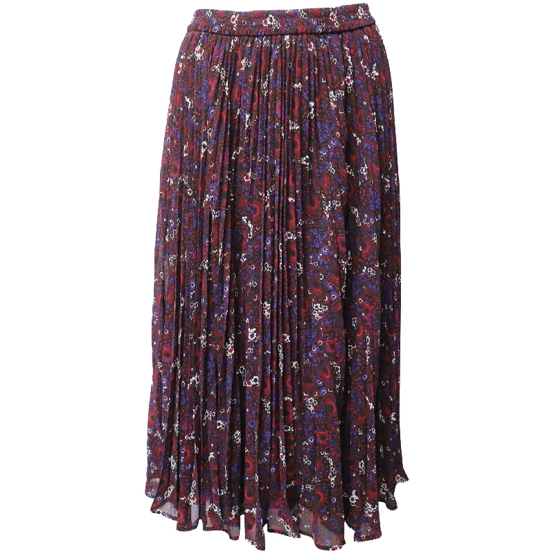 classic yellow skirts -Michael Kors Pleated Floral-Print Maxi Skirt in Multicolor Polyester