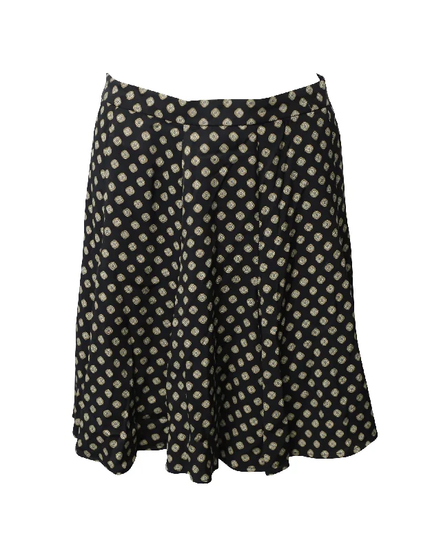 party blue skirts -Michael Michael Kors Printed Skater Skirt in Black Viscose