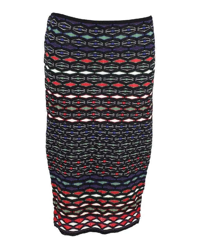 classic black skirts -Missoni Knitted Bodycon Midi Skirt in Multicolor Viscose