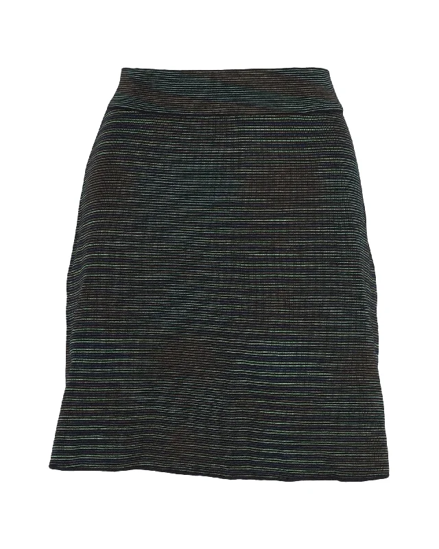 floral blue skirts -Missoni Striped Mini Skirt in Green Wool