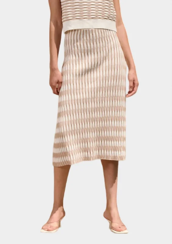 wrap black skirts -Newport Knit Skirt In Beige/white