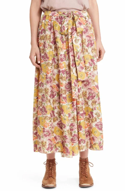 graphic maroon skirts -Papyrus Skirt In Golden Lilac Flower