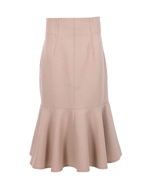 boho red skirts -Philosophy Di Lorenzo Serafini High Waist Peplum Skirt in Beige Polyester