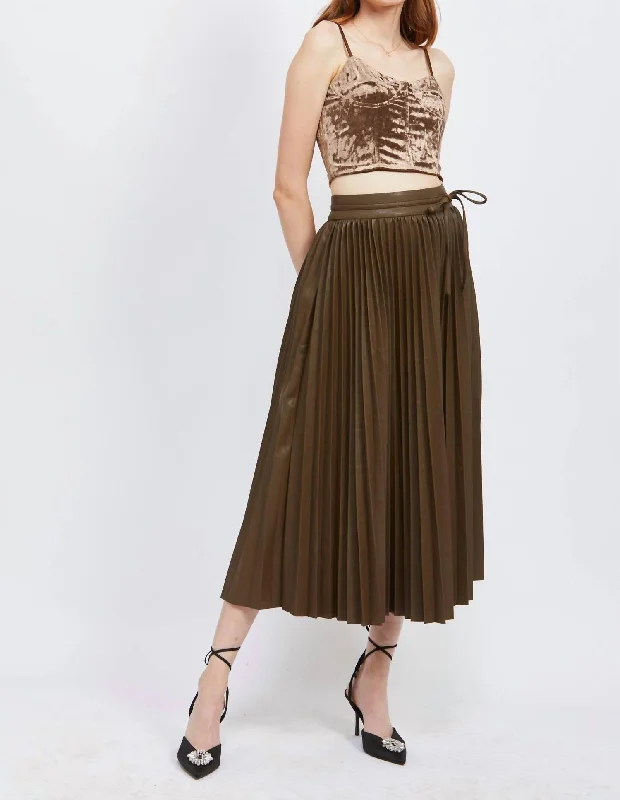 lightweight white skirts -Pleated Long Skirt In Chocolate