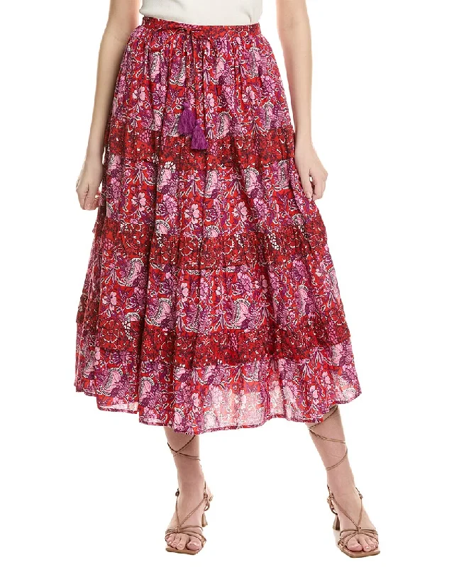 floral beige skirts -Ro’s Garden Joey Midi Skirt