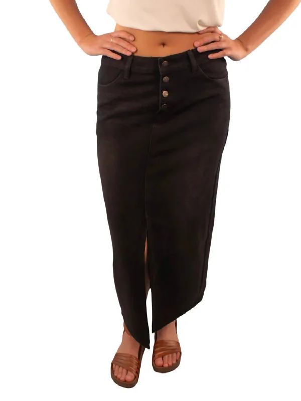 boho black skirts -Ruby Maxi Denim Skirt In Black