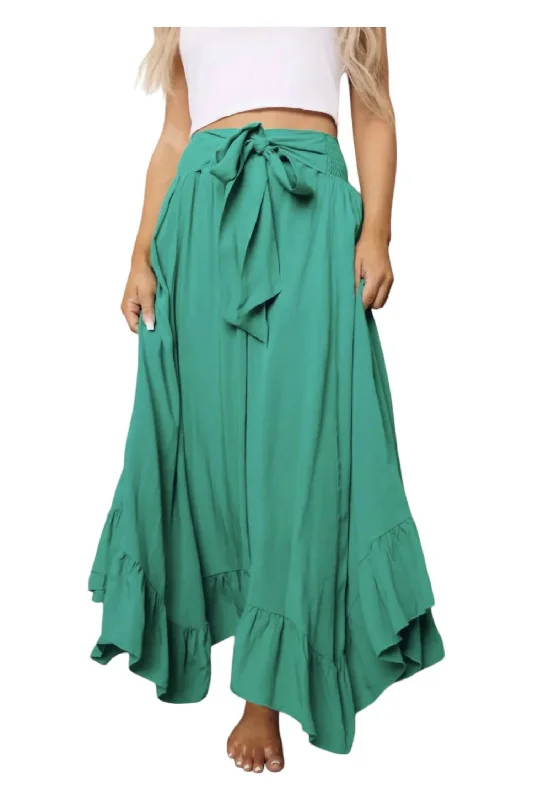 blue bold skirts -Ruffled Maxi Skirt In Turquoise