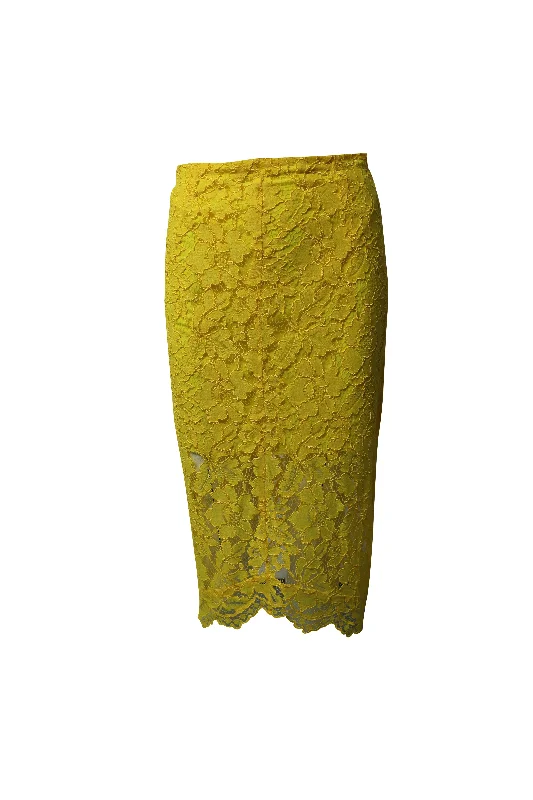 maxi indigo skirts -Sandro Jaime Lace Midi Skirt in Yellow Rayon