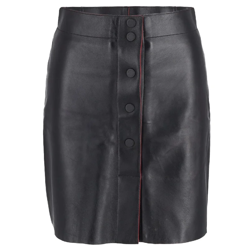 pleated black skirts -Sandro Milla A-Line Skirt in Black Leather