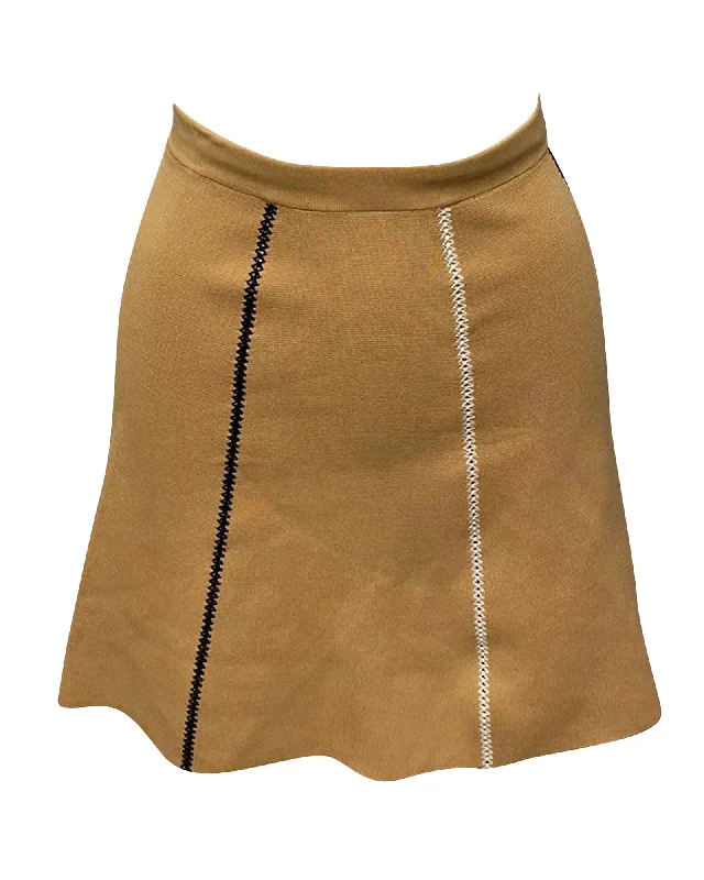 high-rise blue skirts -Sandro Paris Knit A-line Skirt in Brown Viscose