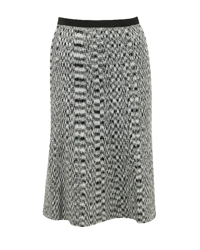 graphic indigo skirts -Sandro Paris Printed Knee-Length Skirt in Black Viscose