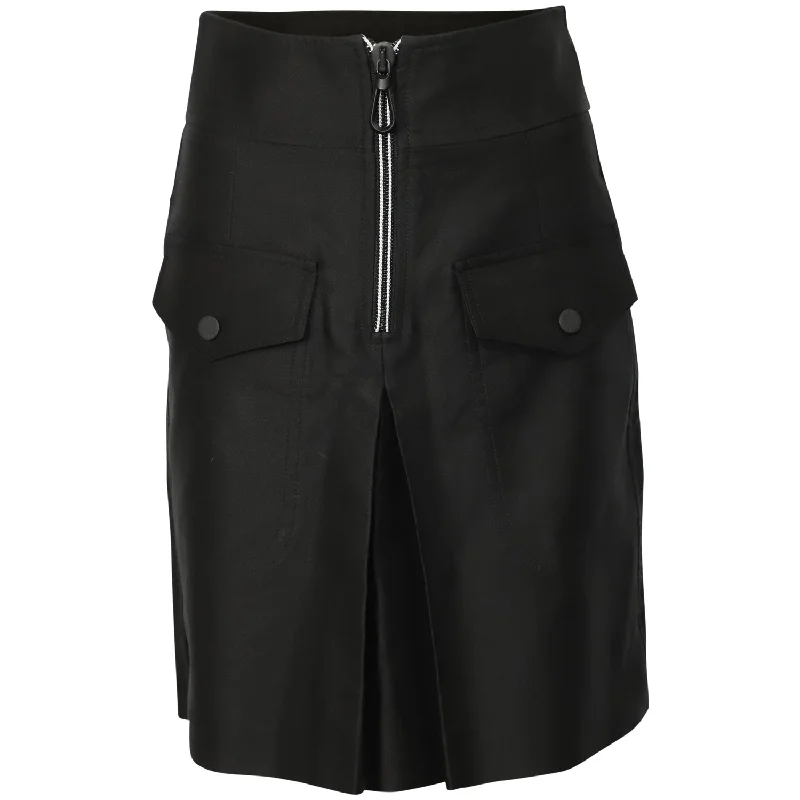 elegant yellow skirts -Sandro Paris Zipper Detailed Skirt in Black Cotton