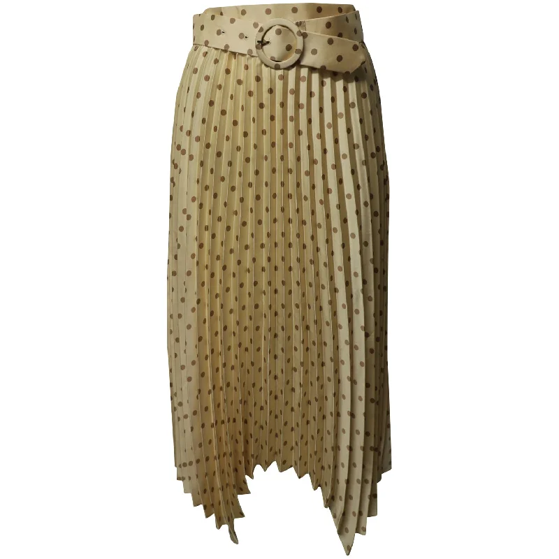 pleated blue skirts -Sandro Pleated Maxi Skirt with Belt in Gold Silk