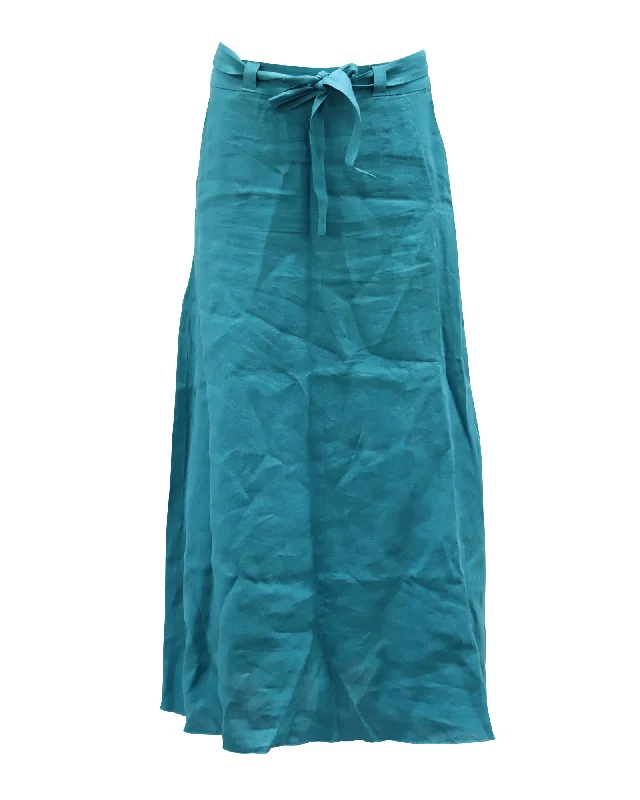 blue vintage skirts -Simon Miller Midi Skirt in Teal Linen