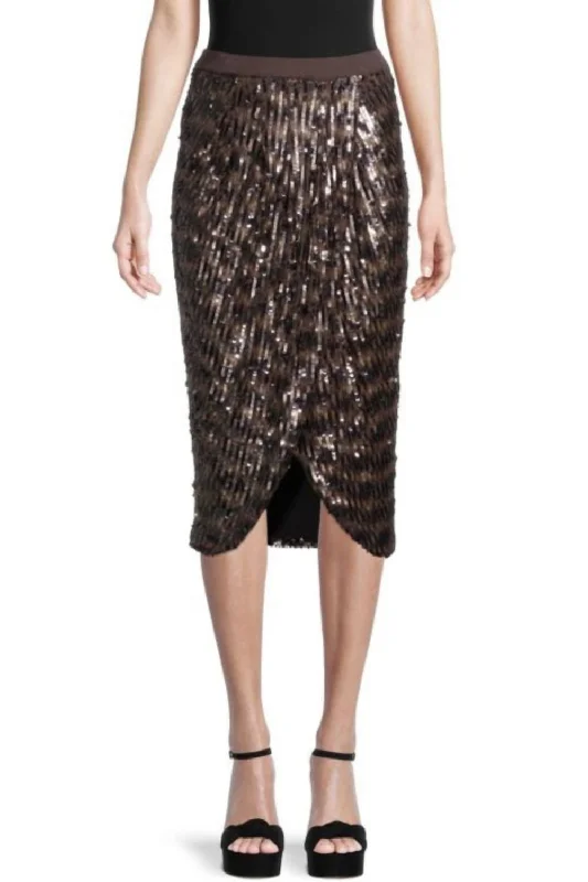 high-waisted purple skirts -Take It Easy Sequin Wrap Skirt In Brown